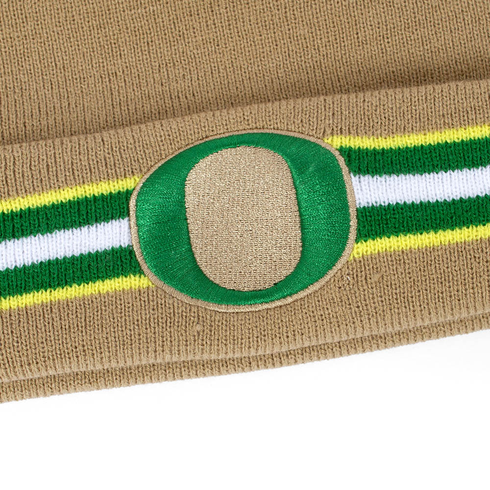 Classic Oregon O, Nike, Brown, Beanie, Acrylic, Accessories, Unisex, Peak, Pom, One size fits most, Adult, Hat, 882849